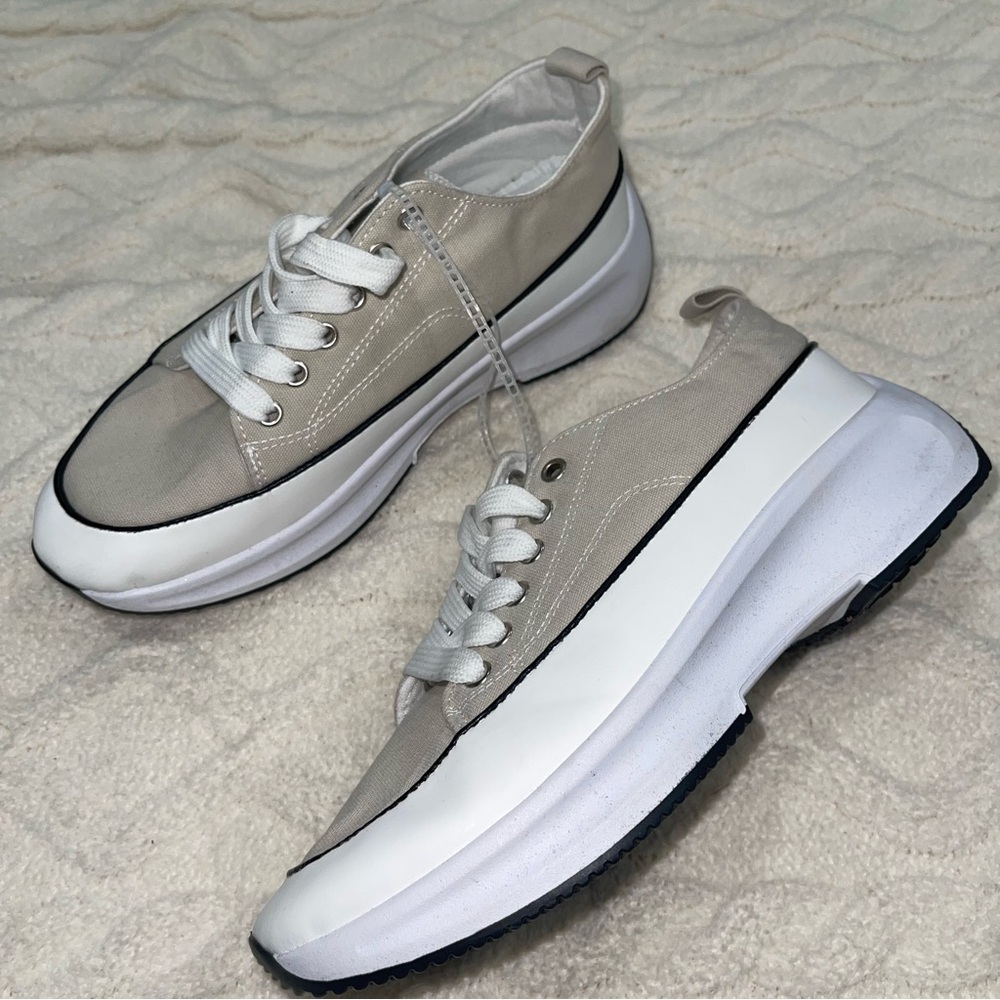 NWOT - Tan & White Platform Sneakers